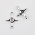 Detail of silver alloy star connectors with inset zircons for DIY jewelry making - Silver White Rhinestone