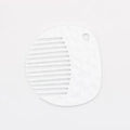 Close-up of a white circular wide-tooth comb pendant with a hanging hole for DIY crafts - White