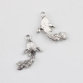 Macro detail of silver alloy koi fish pendants with crystal inlay for DIY jewelry - Silver White Rhinestone