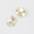 Detail of ginkgo leaf charm with blue enamel inlay and sparkling crystals for DIY jewelry - Gold Base Blue Leaf