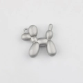 Detailed view of matte silver balloon dog charm with hanging ring for DIY jewelry making - Matte Silver (Gray)