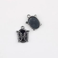 Detail view of oval butterfly pendant charm in black nickel alloy for DIY jewelry making - Gunmetal Edge Black Base