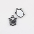 Macro detail of alloy butterfly pendant charm for DIY jewelry making with gunmetal finish - Gunmetal Edge White Base