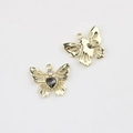 Détail du pendentif papillon en alliage avec strass noir en forme de cœur et métal - Base Or Strass Noir