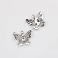 Détails de breloques papillon argentées avec cristal pour création de bijoux DIY - Argent / Zircone Blanche