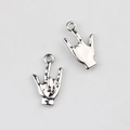 Polished alloy victory sign charms for DIY jewelry making with smooth mirror finish - Silver