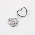 Rosa Herzanhänger aus Harz mit Rosendornen-Design und Silberlegierung für DIY-Schmuck - Silberbasis Weiße Platte Rosa Strass