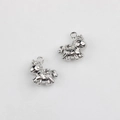Coppia di ciondoli a forma di cavallo in metallo argento lucido per gioielli DIY - Argento (Cavallo Con Lingotto)