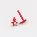 Detail of red matte star earrings featuring white pearl inlay and stainless steel posts - Red Pearl (Retro Oval)
