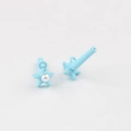 Sky blue star-shaped earrings with faux pearl inlay and integrated metal hanging loop - Blue Pearl