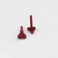 Detailed view of matte dark red wavy heart charms with pins for DIY jewelry making - Brick Red
