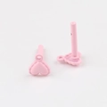 Pink matte heart-shaped alloy earring posts with wavy edges for DIY jewelry making - Pink