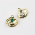 Détails des pendentifs coquillage dorés avec zircon vert pour la création de bijoux DIY - Or Zircon Vert