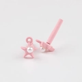 Pink star-shaped jewelry charms with matte finish and centered white imitation pearls - Pink Pearl