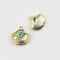 Pendentifs coquillage dorés avec zircon bleu et relief étoile de mer pour bijoux - Plaqué Or Zirconium Bleu