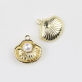 Détails de pendentifs coquillages dorés avec perles blanches pour bijoux à faire soi-même - Perle Dorée