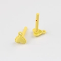 Macro detail of yellow matte heart earring components with wavy edges and metal posts - Yellow