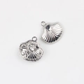 Macro view of silver shell pendants with zircon inlay and starfish detail for jewelry - Silver White Rhinestone