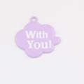 Detail of purple cloud enamel pendant featuring With You text for DIY jewelry - Lavender