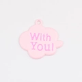 Close-up of pink cloud enamel charm featuring With You text for DIY jewelry making - Pink