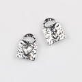 Detail of silver heart lock pendant with cubic zirconia and hammered texture - Silver White Rhinestone