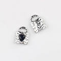 Detail of silver alloy heart lock pendant with black zircon and hammered texture finish - Silver Black Rhinestone