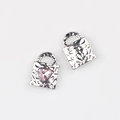 Detail of heart lock charms with hammered texture and pink zircon for DIY jewelry - Silver & Pink Rhinestone