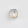 Detail of square alloy bead with bunny ears and opal stone for DIY jewelry making - Gray Yellow