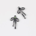Détails de breloques nœud en métal noir fusil sertis de zircon vert pour bijoux DIY - Base Noir Fusil Pierre Verte