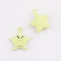 Detail of star-shaped panda pendant in light green with metal loop for DIY jewelry - Star Green Camo
