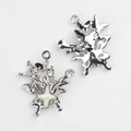 Detailed silver alloy star charms with opal stone and rhinestones for DIY jewelry making - Silver Base Green
