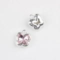 Detailed macro view of pink crystal butterfly pendant with silver plating for DIY jewelry - Silver Base Pink Zirconia
