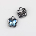 Detailed macro view of dark blue butterfly pendant with gunmetal frame for jewelry DIY - Gun Black Blue Stone