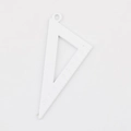 Detailed macro view of a white triangle scale pendant with clear 0-10 measuring markings - White