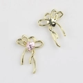 Détails de breloques papillon dorées avec cristaux coeur roses et dos en métal lisse - Base Dorée Zircone Rose