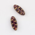 Macro detail of purple Czech glass willow leaf beads with gold foil trim for DIY jewelry - Transparent Dark Purple (01151301)