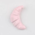 Detailed view of pink croissant charm with 3D texture for DIY jewelry making - Light Pink