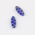 Detail of Czech glass beads in blue with gold leaf pattern for DIY jewelry making - Transparent Blue (01151601)