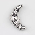 Close-up of a polished silver croissant pendant with realistic folded metal textures - Silver