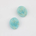 Detail of turquoise embossed rose beads with gold accents for DIY jewelry making - Natural Color