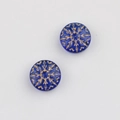 Detalle de cuentas de vidrio checo azul con patrones de copos dorados para joyería - Azul transparente
