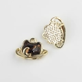 Detailed front and back of gold cat head resin charms for DIY jewelry making - Gold Base Leopard Print 1