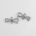 Colgantes de lazo plateados con cristales y perlas para accesorios de pulseras DIY - Estilo Decorativo con Cristales / Plateado
