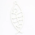 Detailed view of white fish bone hollow charm with top loop for DIY jewelry projects - White