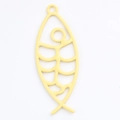 Close-up of a pale yellow hollow fishbone alloy pendant for DIY jewelry accessories - Yellow