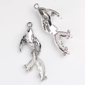 Silver goldfish metal pendants for DIY jewelry with hollow mesh design and hanging loops - Silver White