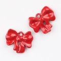 Polished bright red alloy bow pendants for DIY jewelry making and necklace crafts - Red
