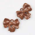 Glossy coffee brown bow-tie alloy pendant for DIY jewelry making and necklace crafts - Coffee
