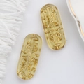 Detailed view of amber glass beads with golden Egyptian runes for DIY jewelry making - Transparent Yellow