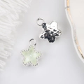 Detail of 11mm star-shaped alloy pendants with hammered texture and zircon for DIY jewelry - Silver Base Light Green / Silver Base Light Green